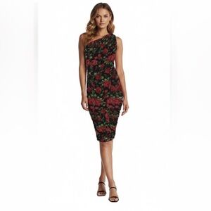 LOVE by X DESIGN Floral One Shoulder Ruched Bodycon Midi Dress XS Nordstrom